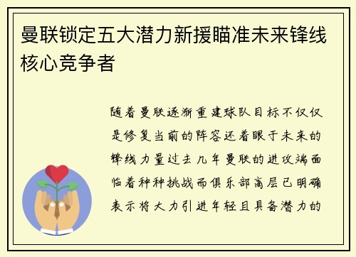 曼联锁定五大潜力新援瞄准未来锋线核心竞争者